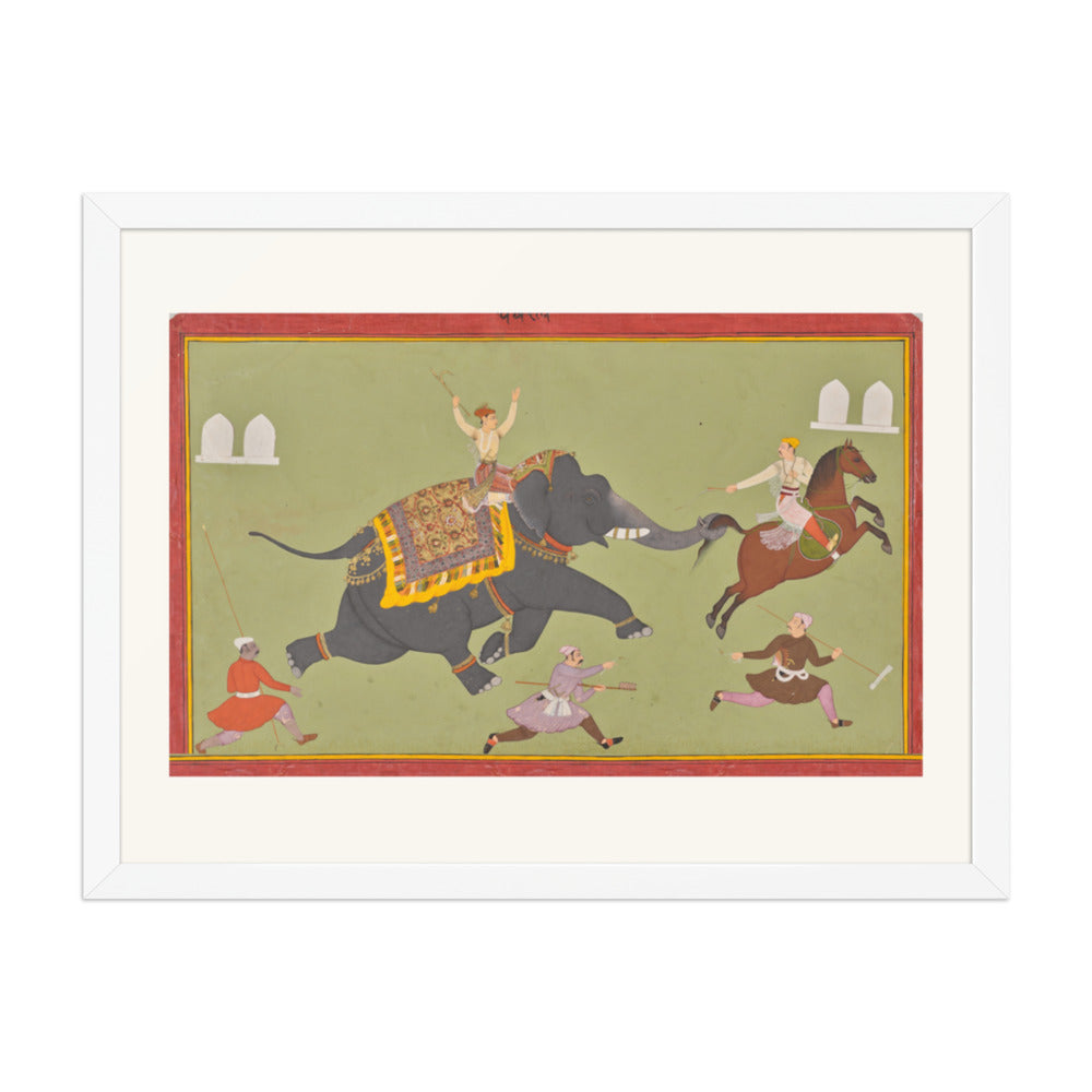 The Elephant of Maharana Jai Singh of Mewar (r. 1680–98) Catches a — Restored Rajput Wall Art — view 5