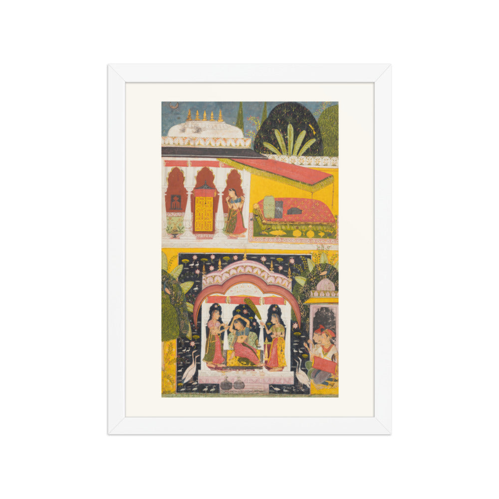 A Royal Woman in a Pavilion: Desavarari Ragini of Dipak, from a Ragamala — Restored Rajput Wall Art — view 6
