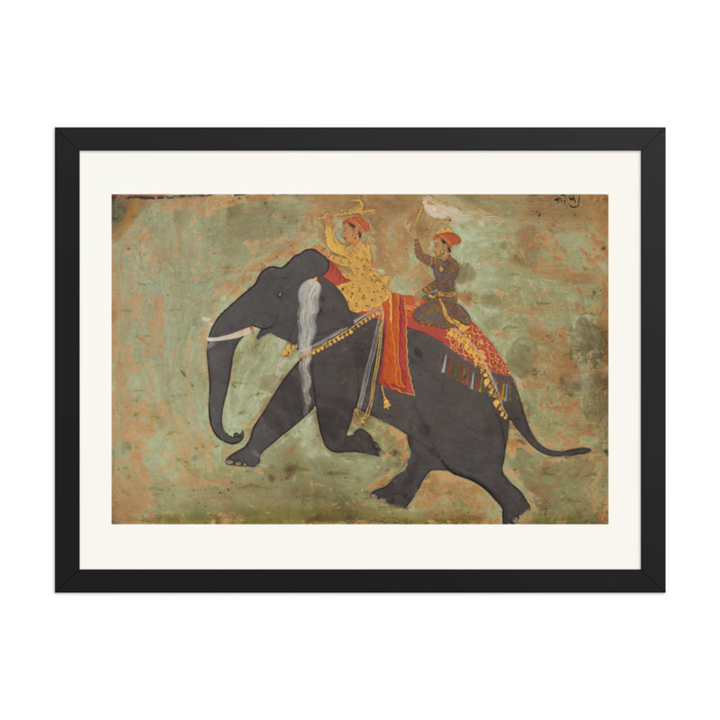 Prince Amar Singh (1672–1710) Drives His Own Elephant — Restored Rajput Wall Art