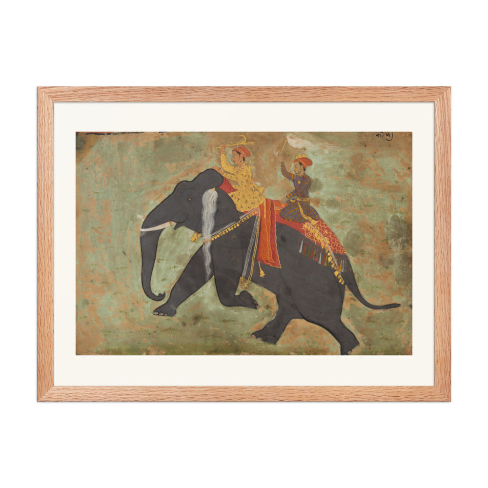 Prince Amar Singh (1672–1710) Drives His Own Elephant — Restored Rajput Wall Art — view 3