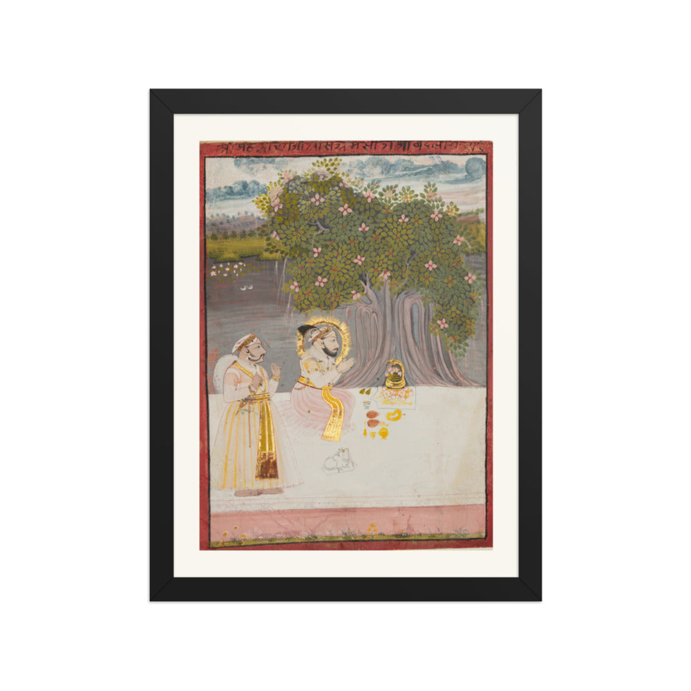 Maharana Sangram Singh II under a Banyan Tree — Restored Rajput Wall Art — view 2