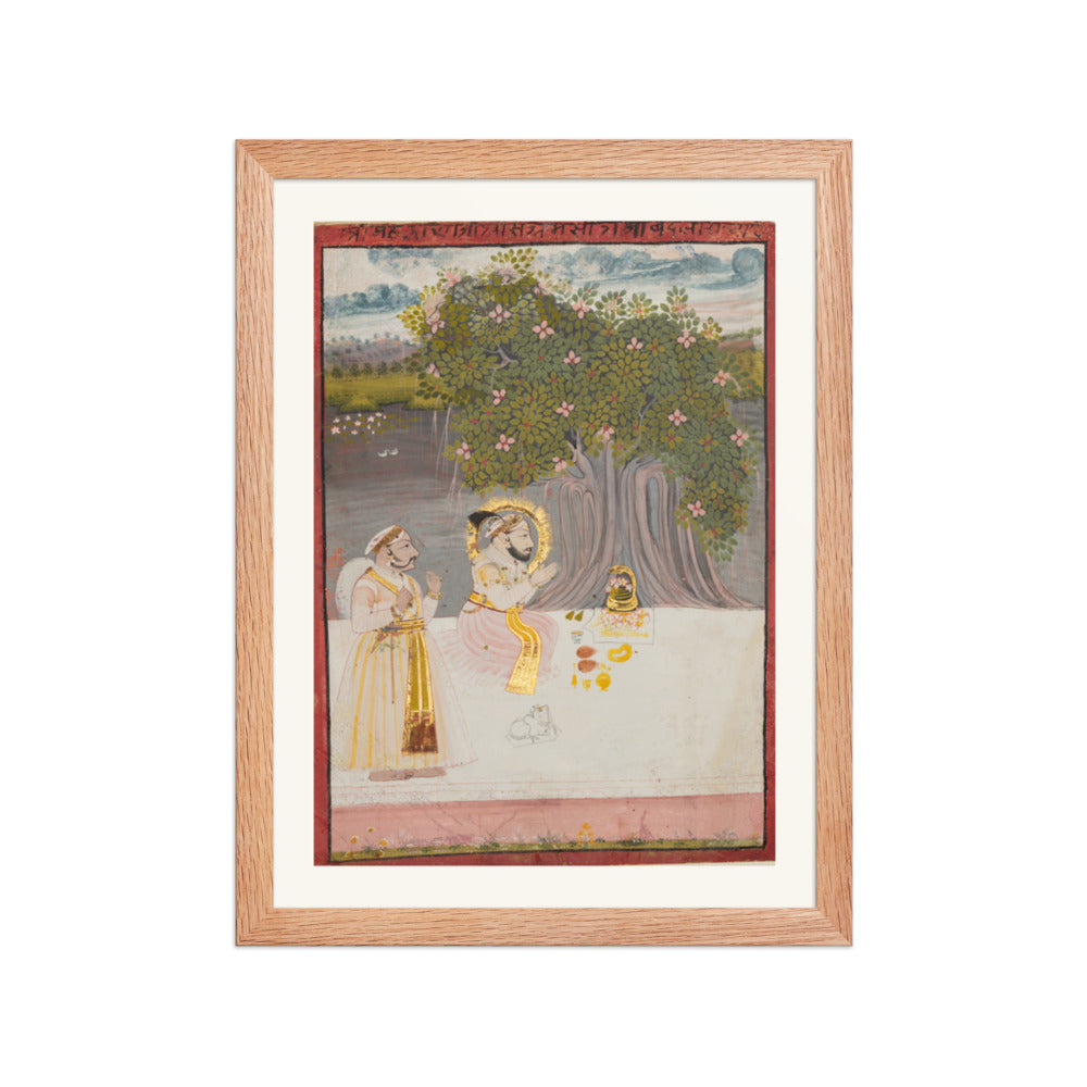 Maharana Sangram Singh II under a Banyan Tree — Restored Rajput Wall Art — view 4