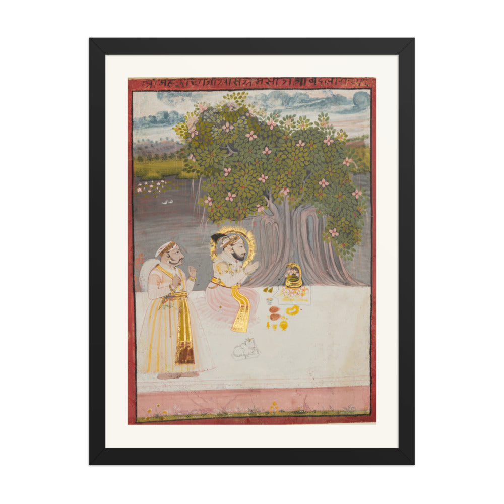 Maharana Sangram Singh II under a Banyan Tree — Restored Rajput Wall Art — view 1