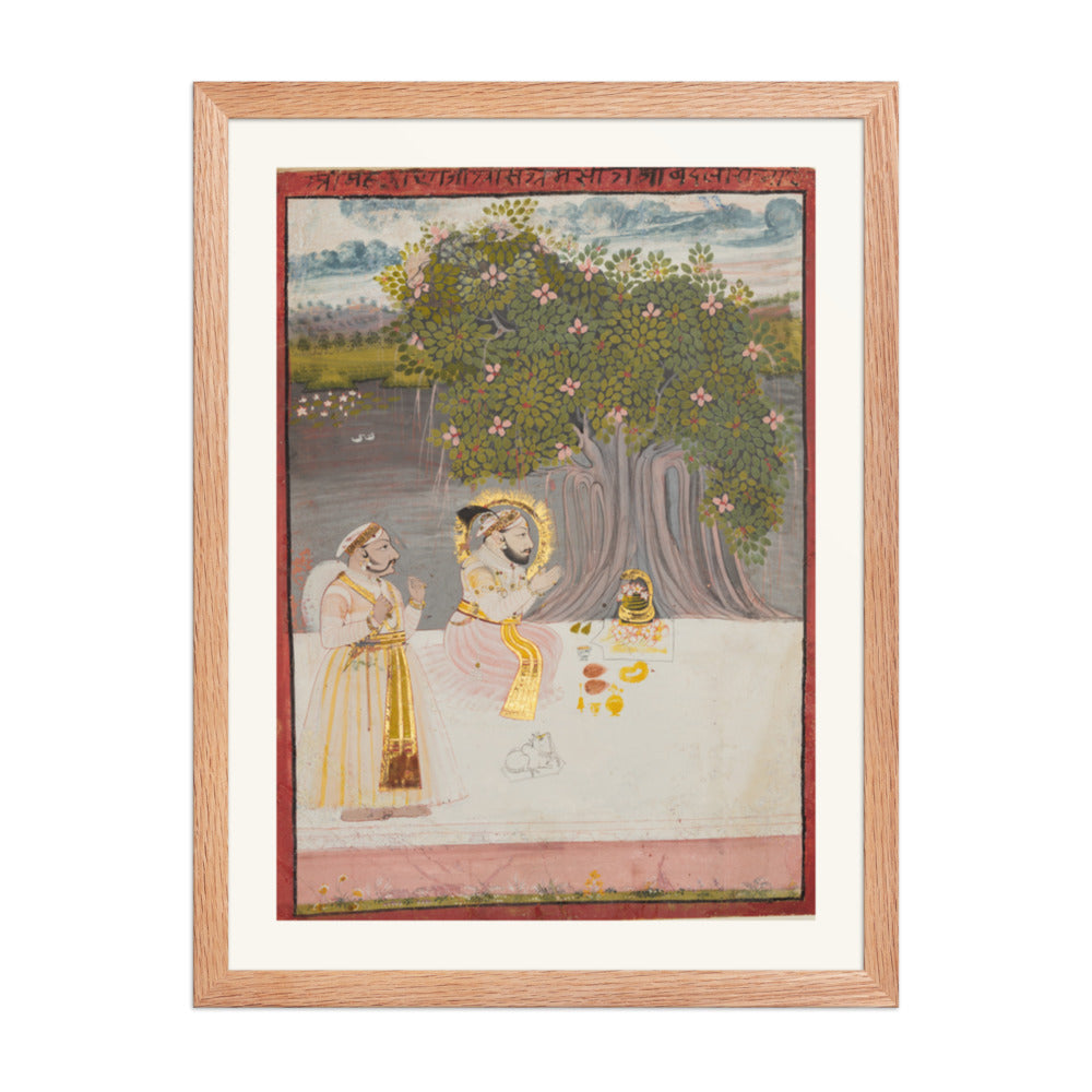 Maharana Sangram Singh II under a Banyan Tree — Restored Rajput Wall Art — view 3