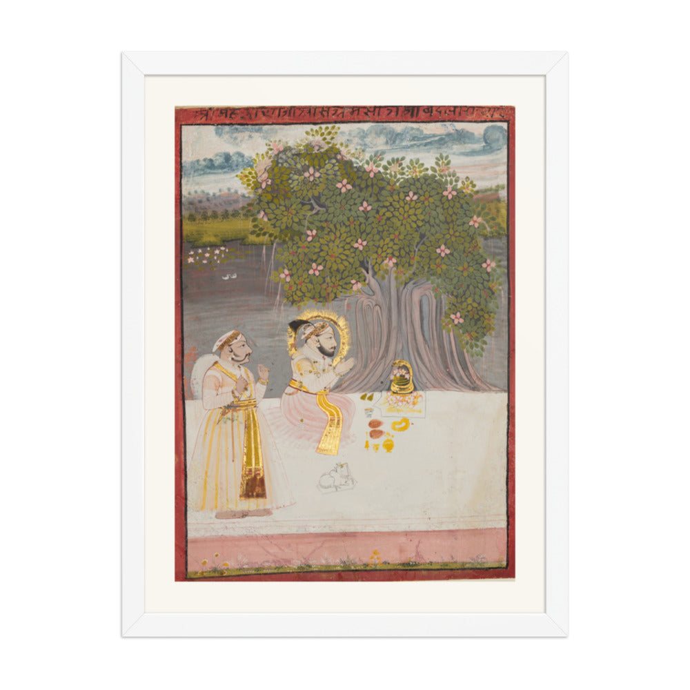 Maharana Sangram Singh II under a Banyan Tree — Restored Rajput Wall Art — view 5