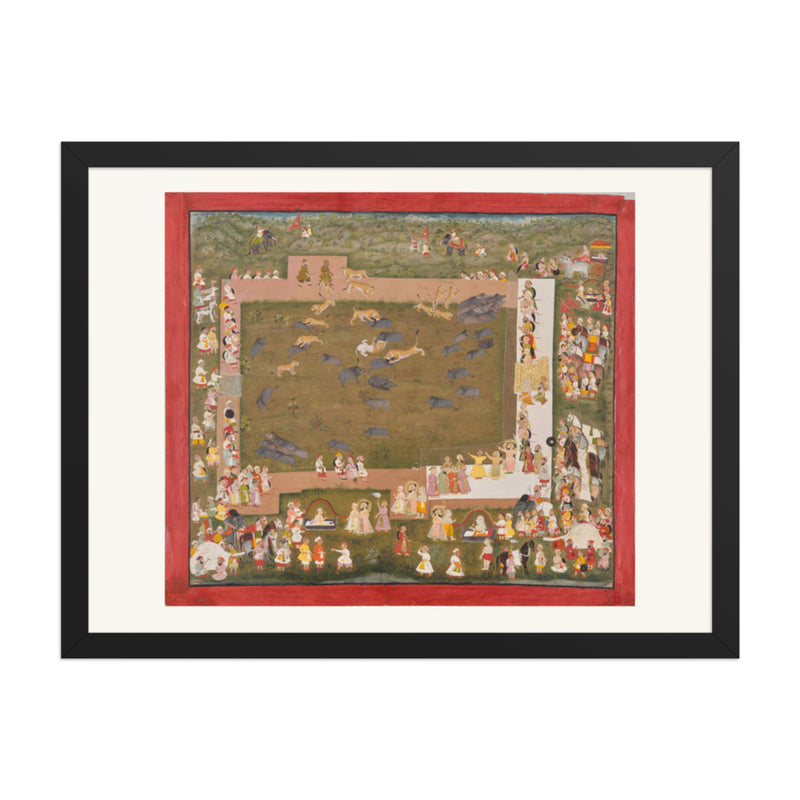 Maharana Sangram Singh II Stages a Boar Hunt at Sadri — Restored Rajput Wall Art