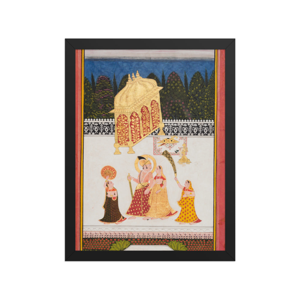 Maharana Ari Singh II of Mewar (r. 1761–73) with His Consort on a — Restored Rajput Wall Art — view 2