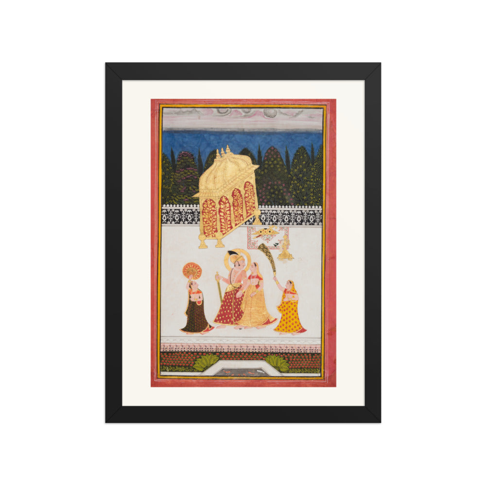 Maharana Ari Singh II of Mewar (r. 1761–73) with His Consort on a — Restored Rajput Wall Art — view 2