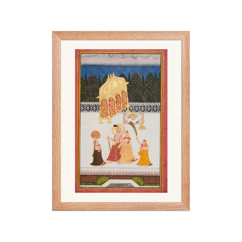 Maharana Ari Singh II of Mewar (r. 1761–73) with His Consort on a — Restored Rajput Wall Art — view 4