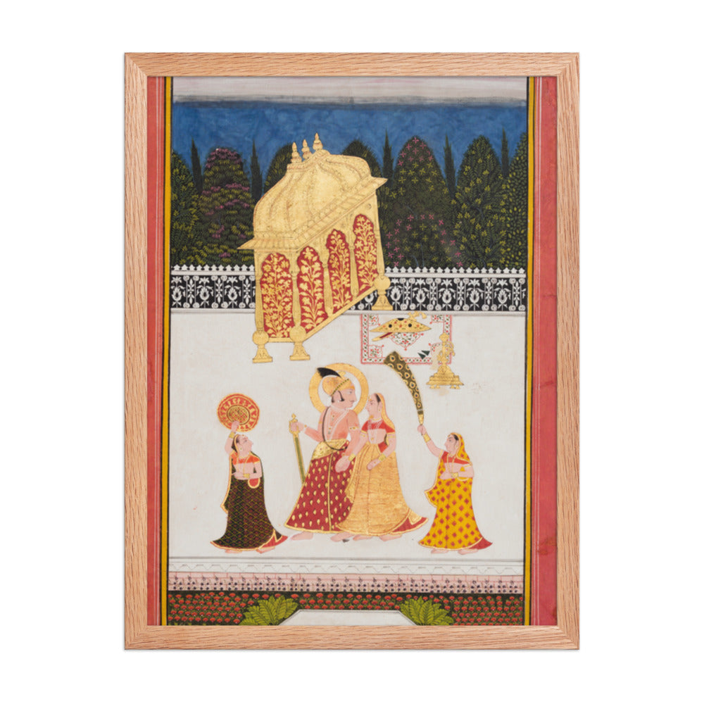Maharana Ari Singh II of Mewar (r. 1761–73) with His Consort on a — Restored Rajput Wall Art — view 3
