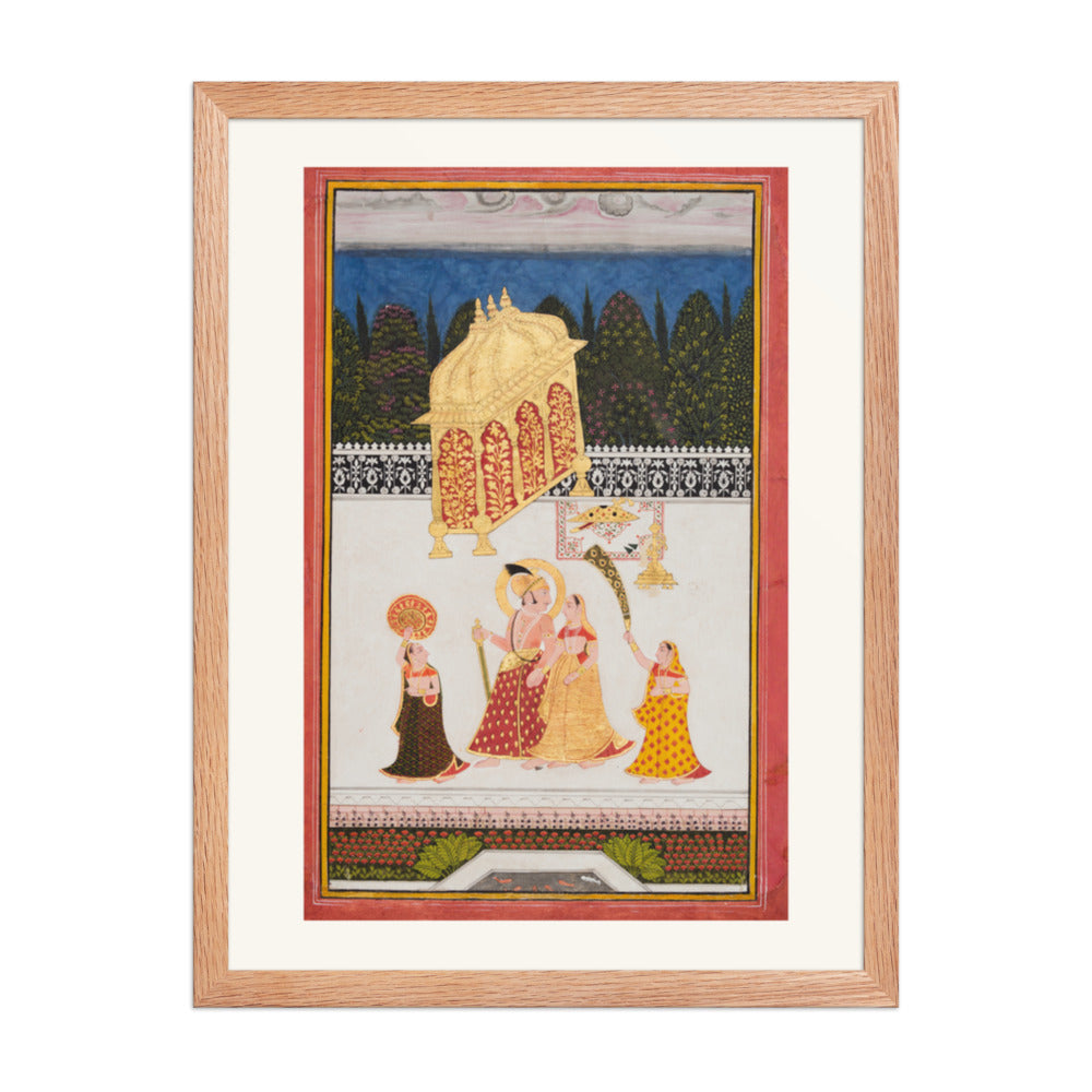 Maharana Ari Singh II of Mewar (r. 1761–73) with His Consort on a — Restored Rajput Wall Art — view 3