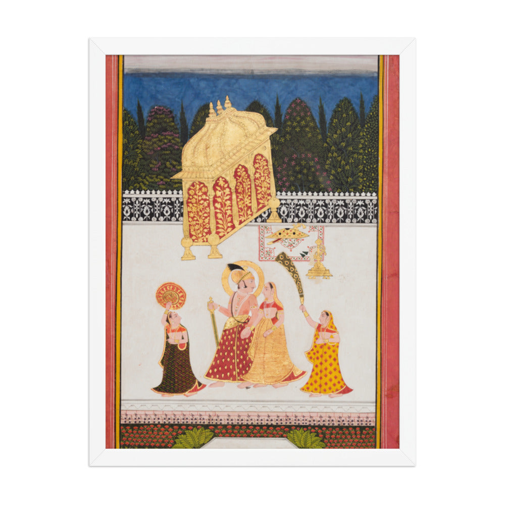 Maharana Ari Singh II of Mewar (r. 1761–73) with His Consort on a — Restored Rajput Wall Art — view 5