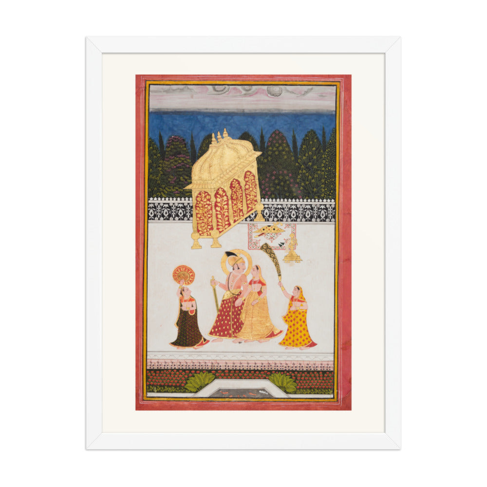 Maharana Ari Singh II of Mewar (r. 1761–73) with His Consort on a — Restored Rajput Wall Art — view 5