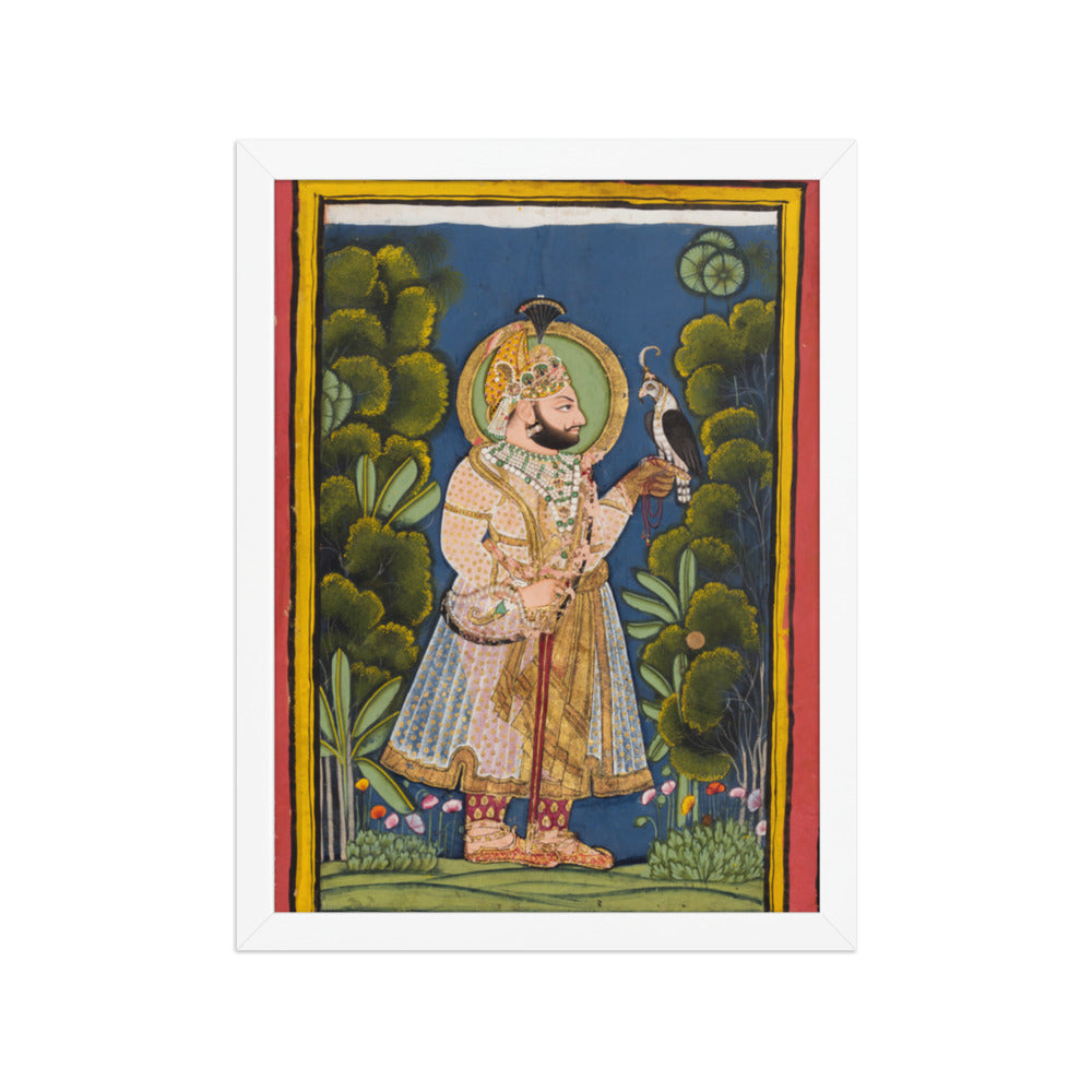 Maharana Jawan Singh of Mewar (r. 1828–38) Holding a Falcon — Restored Rajput Wall Art — view 6