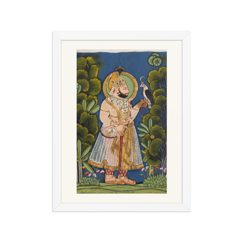 Maharana Jawan Singh of Mewar (r. 1828–38) Holding a Falcon — Restored Rajput Wall Art — view 6