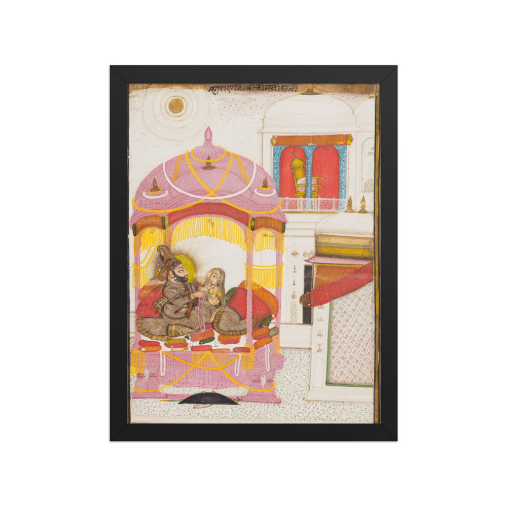Maharana Bhim Singh of Mewar (r. 1778–1828) with a Consort — Restored Rajput Wall Art — view 2