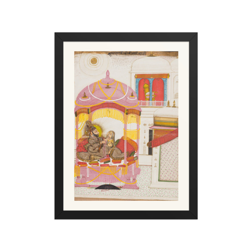 Maharana Bhim Singh of Mewar (r. 1778–1828) with a Consort — Restored Rajput Wall Art — view 2