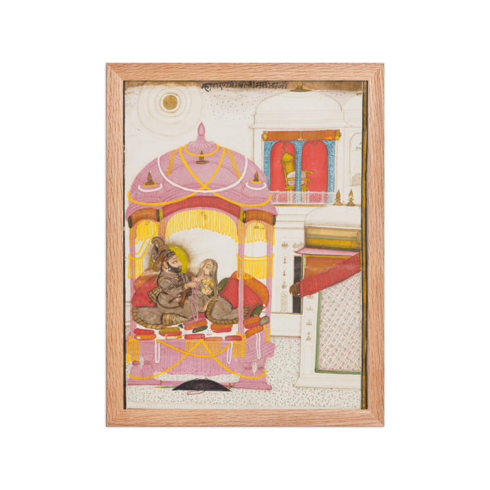 Maharana Bhim Singh of Mewar (r. 1778–1828) with a Consort — Restored Rajput Wall Art — view 4