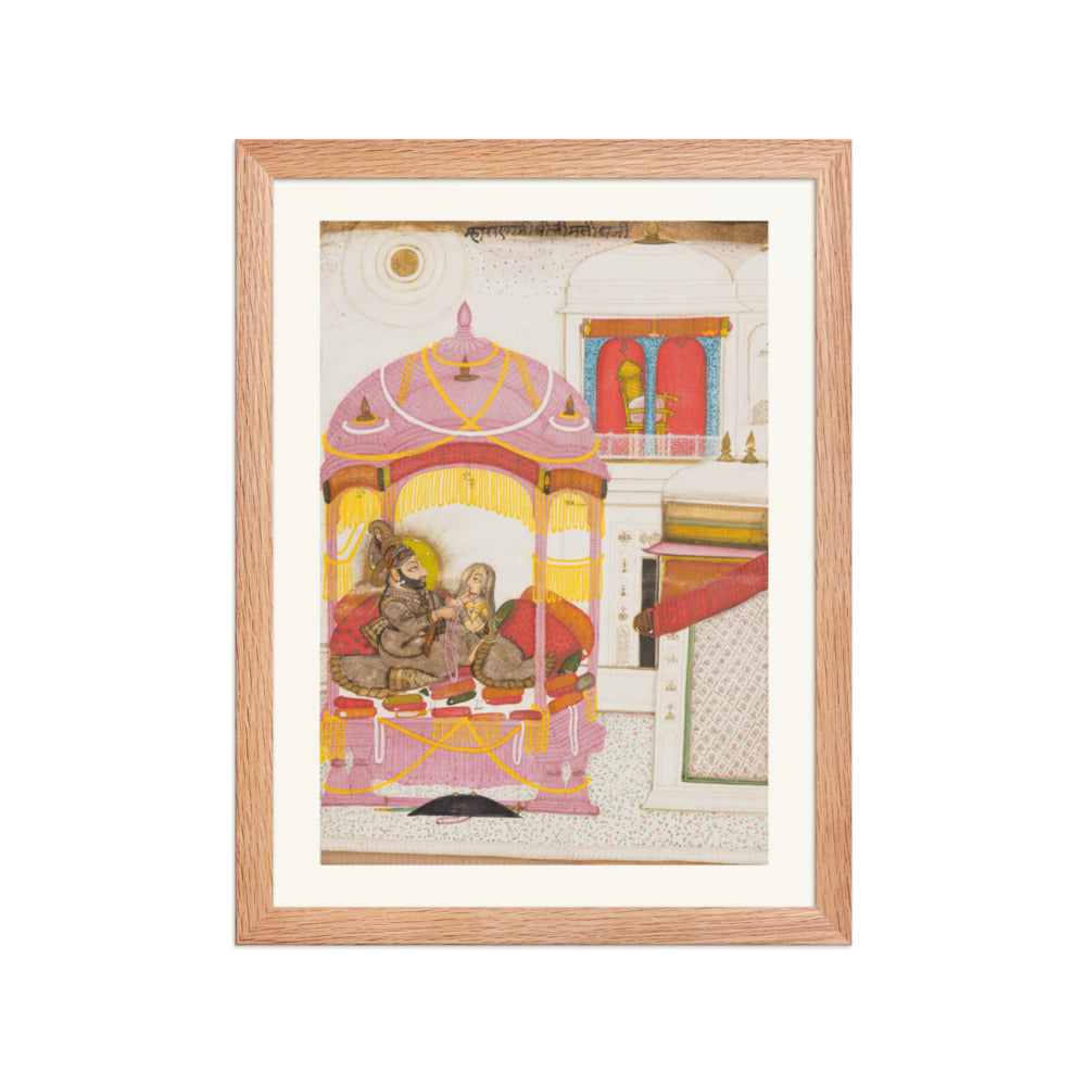 Maharana Bhim Singh of Mewar (r. 1778–1828) with a Consort — Restored Rajput Wall Art — view 4