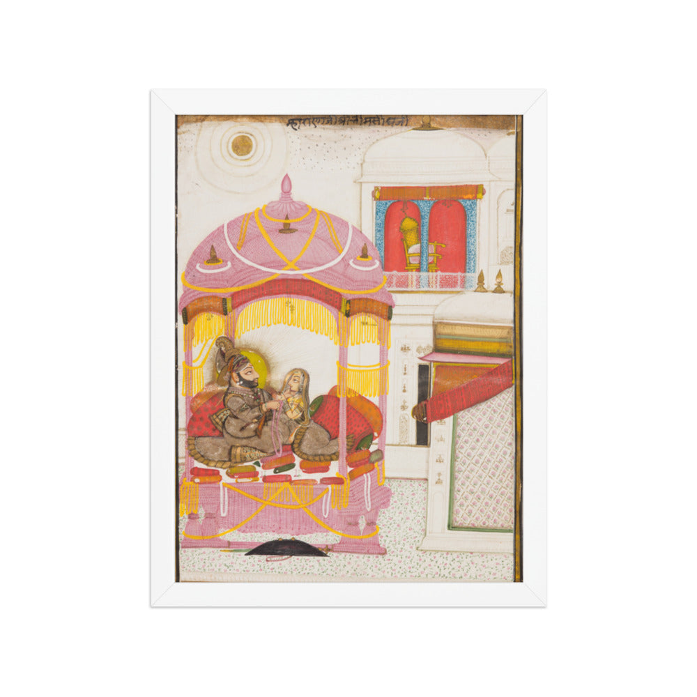 Maharana Bhim Singh of Mewar (r. 1778–1828) with a Consort — Restored Rajput Wall Art — view 6