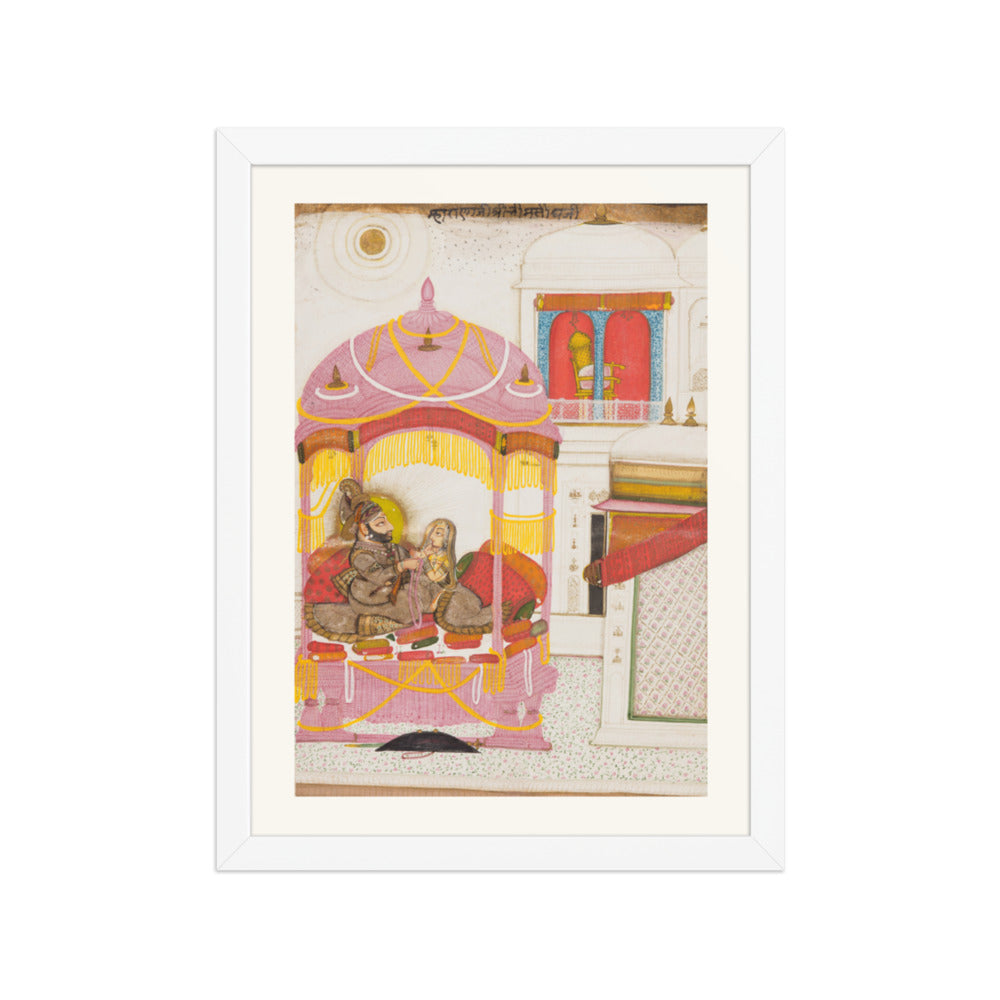 Maharana Bhim Singh of Mewar (r. 1778–1828) with a Consort — Restored Rajput Wall Art — view 6