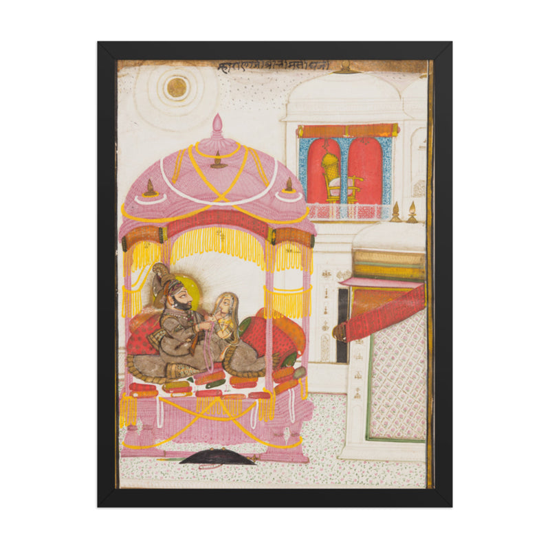 Maharana Bhim Singh of Mewar (r. 1778–1828) with a Consort — Restored Rajput Wall Art