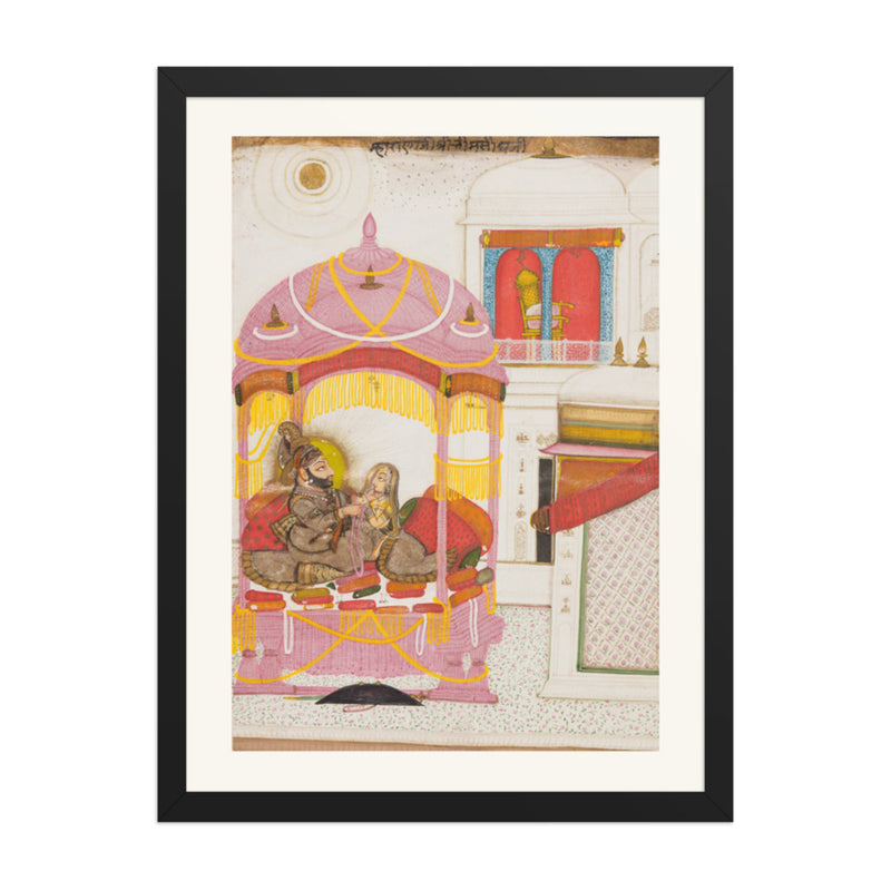 Maharana Bhim Singh of Mewar (r. 1778–1828) with a Consort — Restored Rajput Wall Art