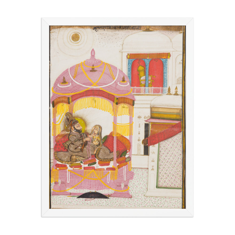 Maharana Bhim Singh of Mewar (r. 1778–1828) with a Consort — Restored Rajput Wall Art — view 5