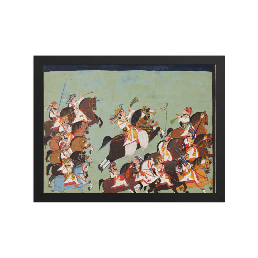 Maharaja Balwant Singh of Ratlam (r. 1825–57) in Procession with His — Restored Rajput Wall Art — view 2