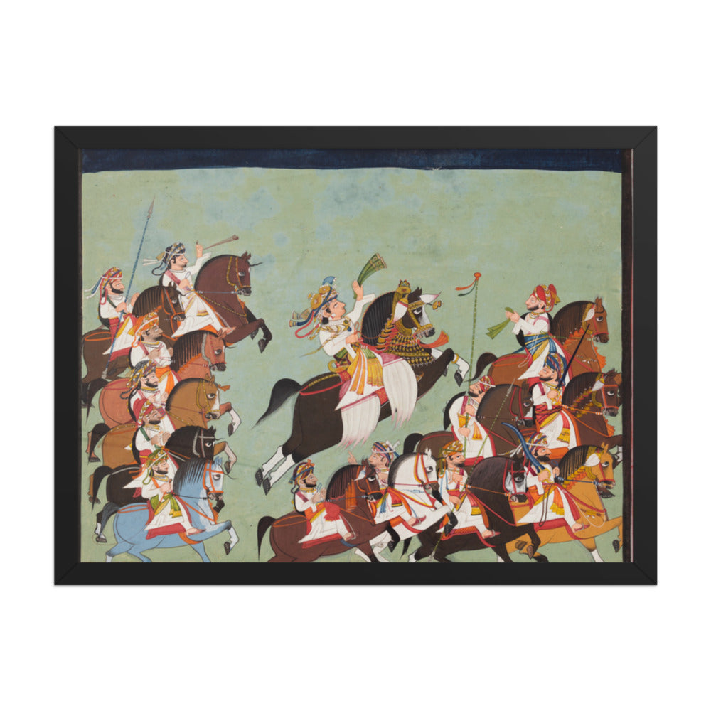 Maharaja Balwant Singh of Ratlam (r. 1825–57) in Procession with His — Restored Rajput Wall Art — view 1