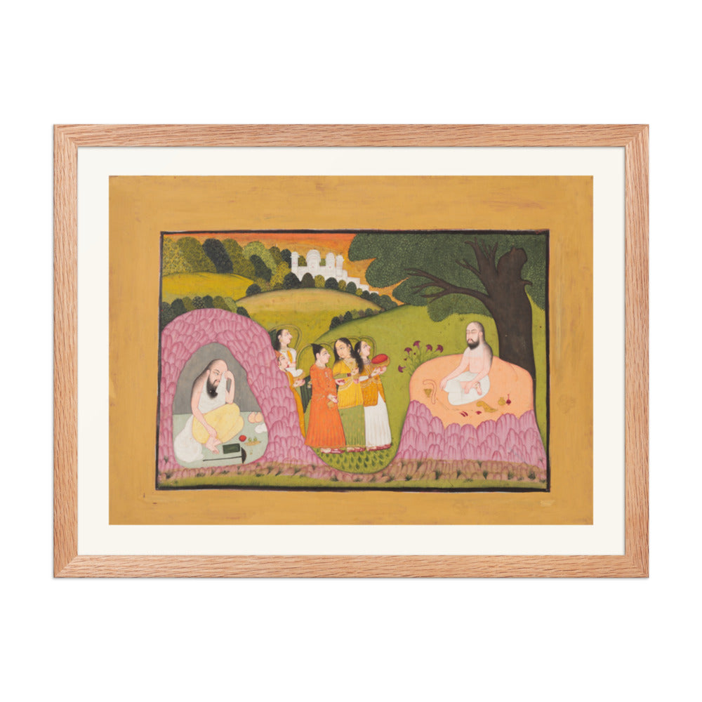 Sultan Ibrahim ibn Adham of Balkh Visited by Angels — Restored Rajput Wall Art — view 3