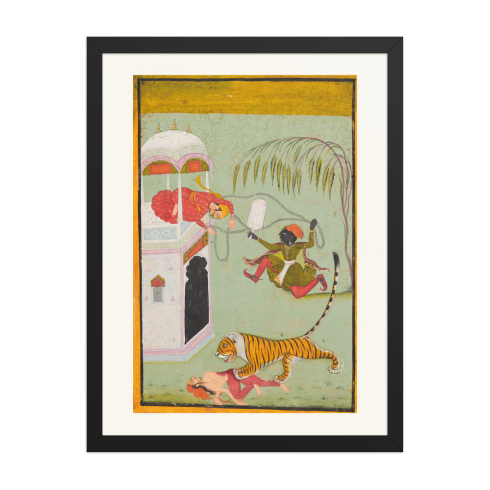 Punishment for Murder, from a Bundi Punishment Series — Restored Rajput Wall Art — view 1