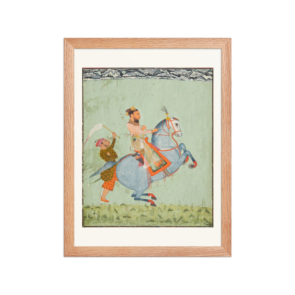 Prince Mathu Singh of Jatoli on a Blue Horse Riding to Udaipur — Restored Rajput Wall Art — view 4
