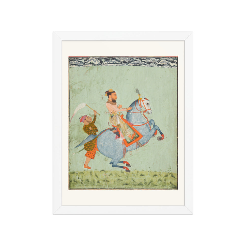 Prince Mathu Singh of Jatoli on a Blue Horse Riding to Udaipur — Restored Rajput Wall Art — view 6