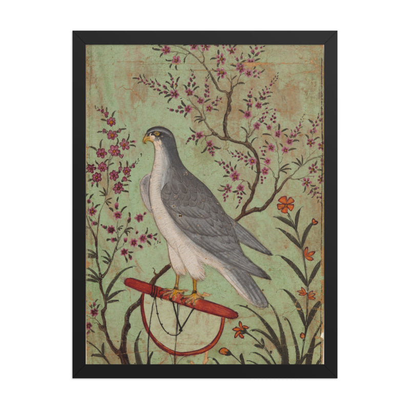 Falcon on a Perch — Restored Rajput Wall Art