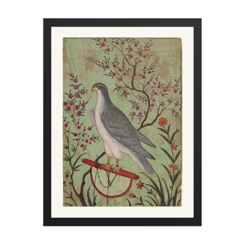 Falcon on a Perch — Restored Rajput Wall Art