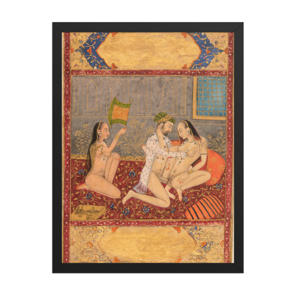 A King Making Love in the Harem — Restored Rajput Wall Art — view 1
