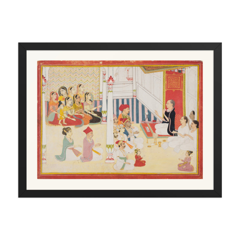 Shvetambara Jain Teacher Giving Instruction — Restored Rajput Wall Art