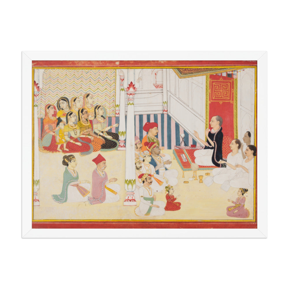 Shvetambara Jain Teacher Giving Instruction — Restored Rajput Wall Art — view 5