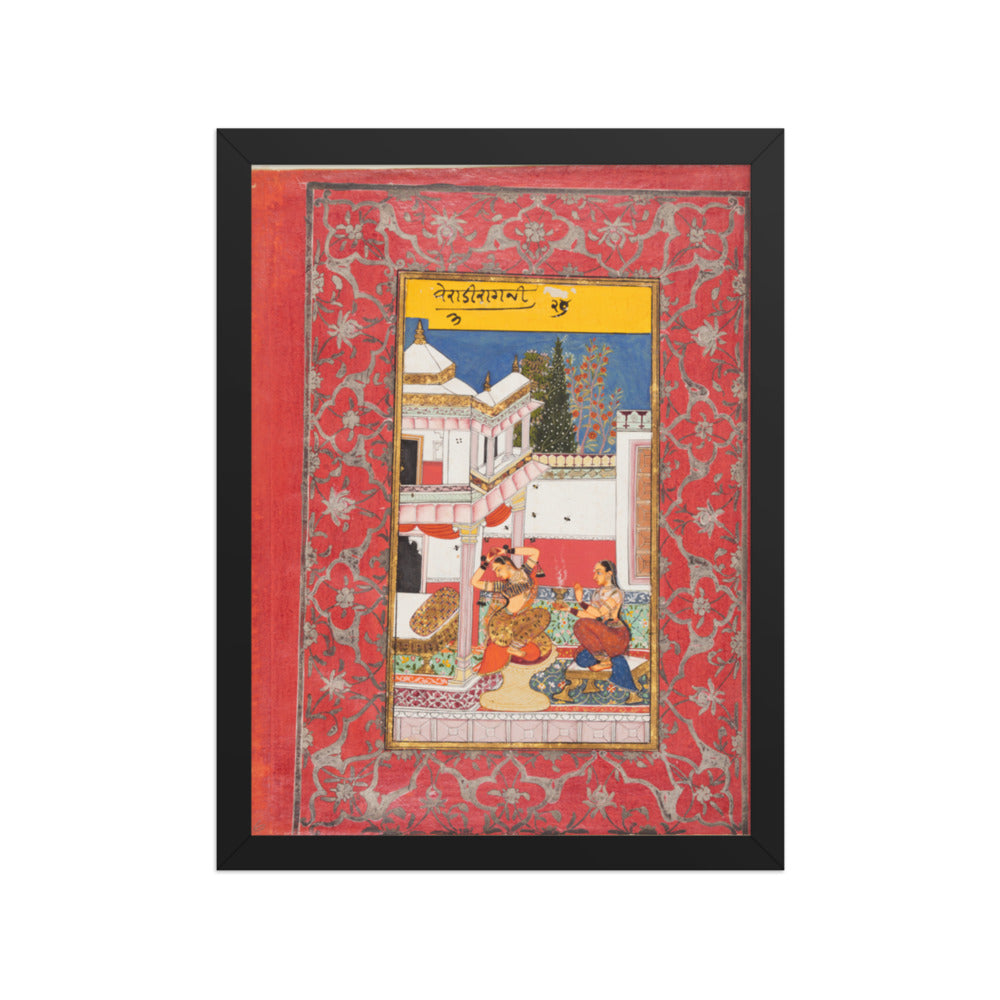 Woman Longing for Her Lover: Verati Ragini of Dipak, from a Ragamala — Restored Rajput Wall Art — view 2