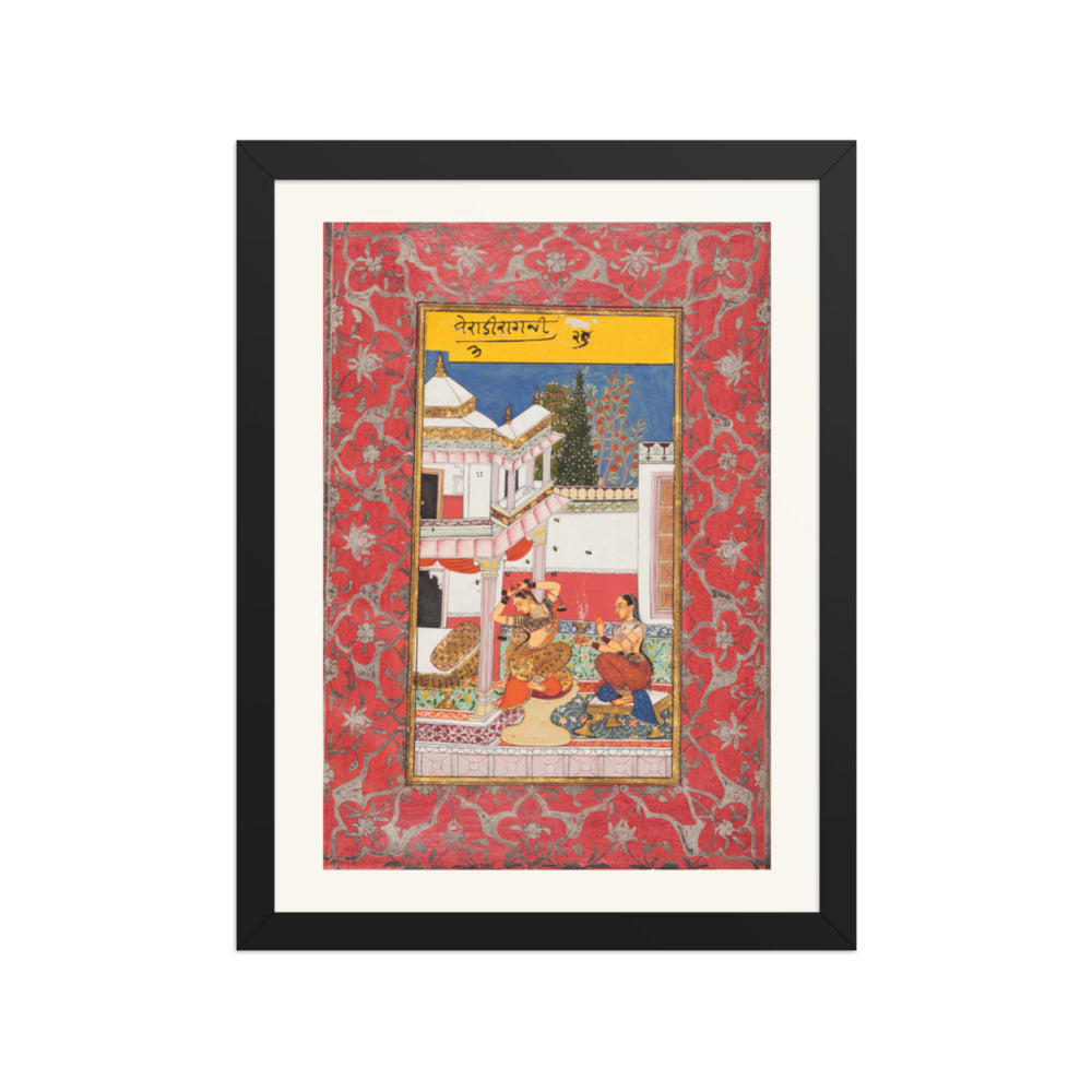 Woman Longing for Her Lover: Verati Ragini of Dipak, from a Ragamala — Restored Rajput Wall Art — view 2