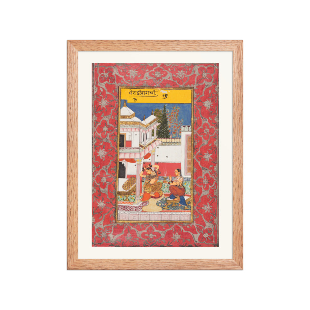 Woman Longing for Her Lover: Verati Ragini of Dipak, from a Ragamala — Restored Rajput Wall Art — view 4