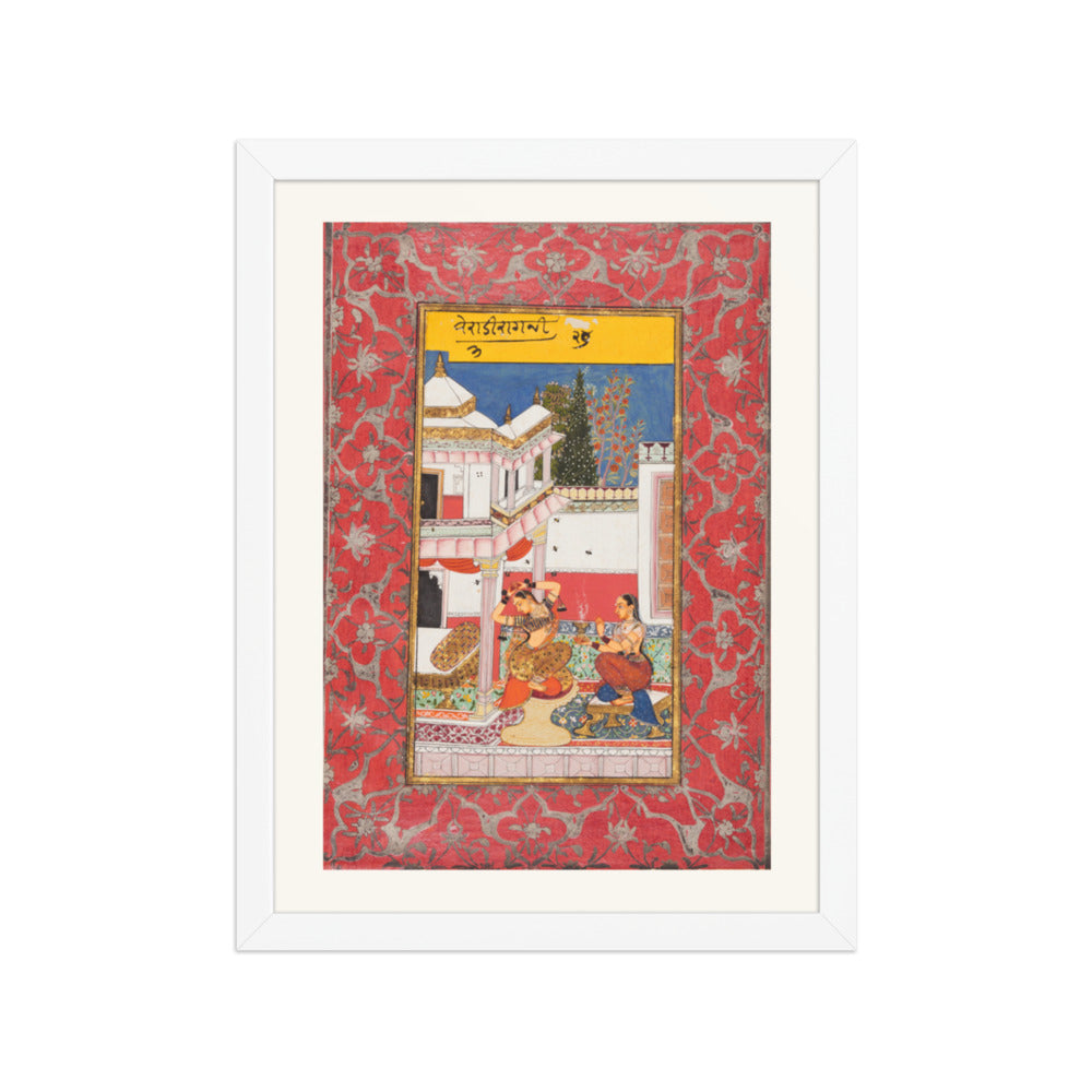 Woman Longing for Her Lover: Verati Ragini of Dipak, from a Ragamala — Restored Rajput Wall Art — view 6