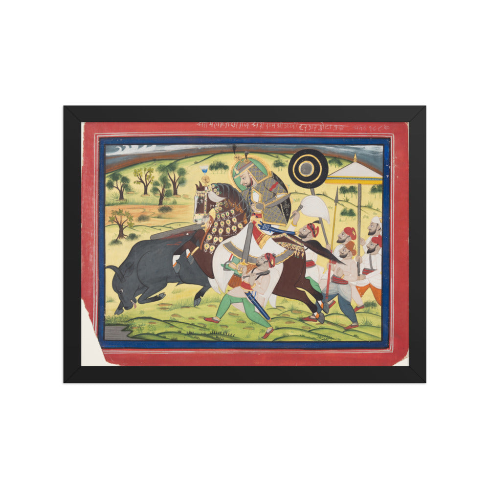 Maharao Ram Singh II of Kota (r. 1828–66) Hunting Buffalo — Restored Rajput Wall Art — view 2