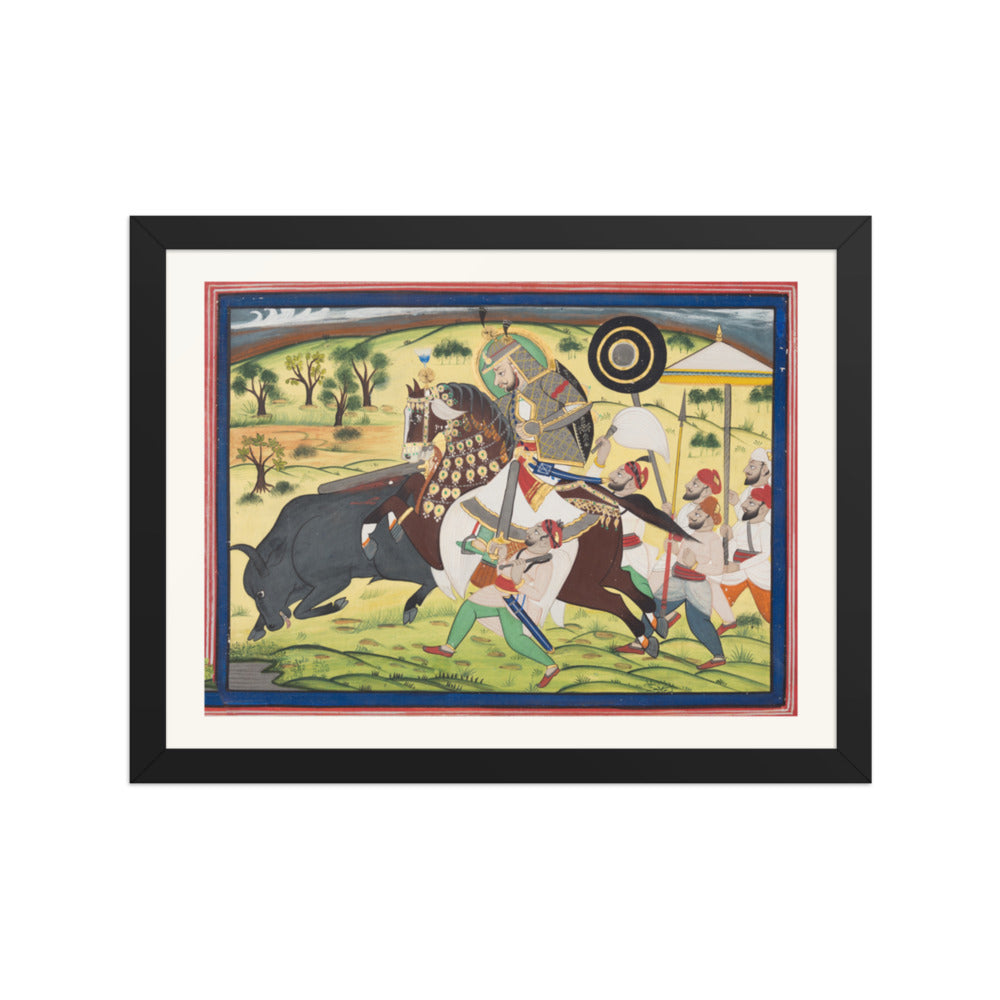 Maharao Ram Singh II of Kota (r. 1828–66) Hunting Buffalo — Restored Rajput Wall Art — view 2