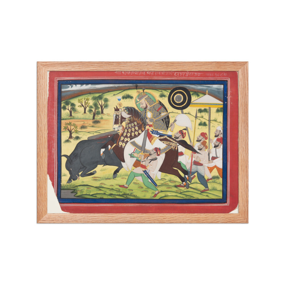 Maharao Ram Singh II of Kota (r. 1828–66) Hunting Buffalo — Restored Rajput Wall Art — view 4