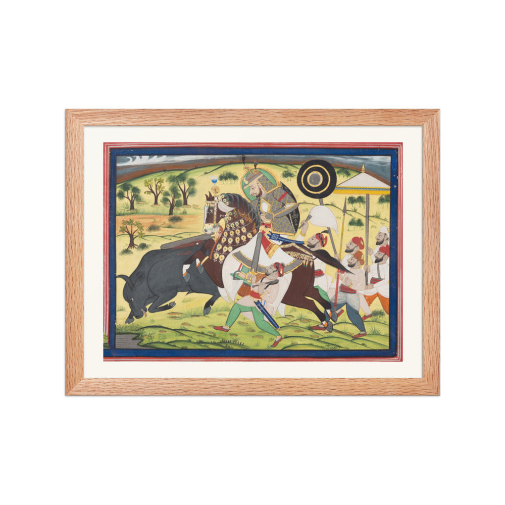 Maharao Ram Singh II of Kota (r. 1828–66) Hunting Buffalo — Restored Rajput Wall Art — view 4