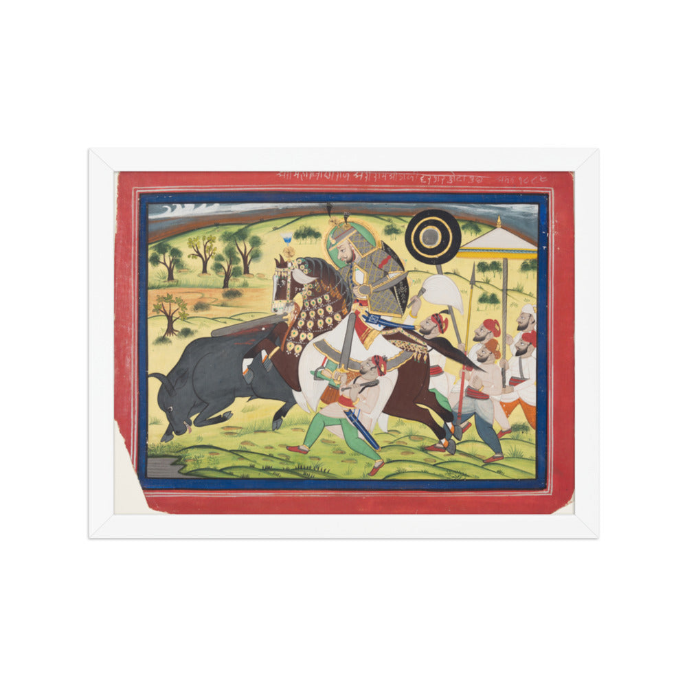 Maharao Ram Singh II of Kota (r. 1828–66) Hunting Buffalo — Restored Rajput Wall Art — view 6