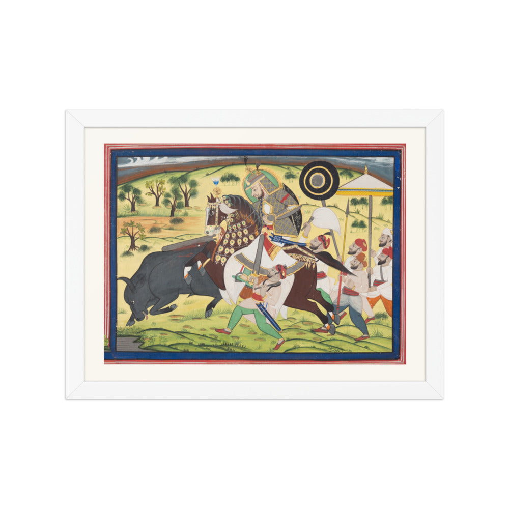 Maharao Ram Singh II of Kota (r. 1828–66) Hunting Buffalo — Restored Rajput Wall Art — view 6