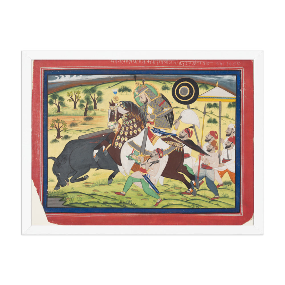 Maharao Ram Singh II of Kota (r. 1828–66) Hunting Buffalo — Restored Rajput Wall Art — view 5
